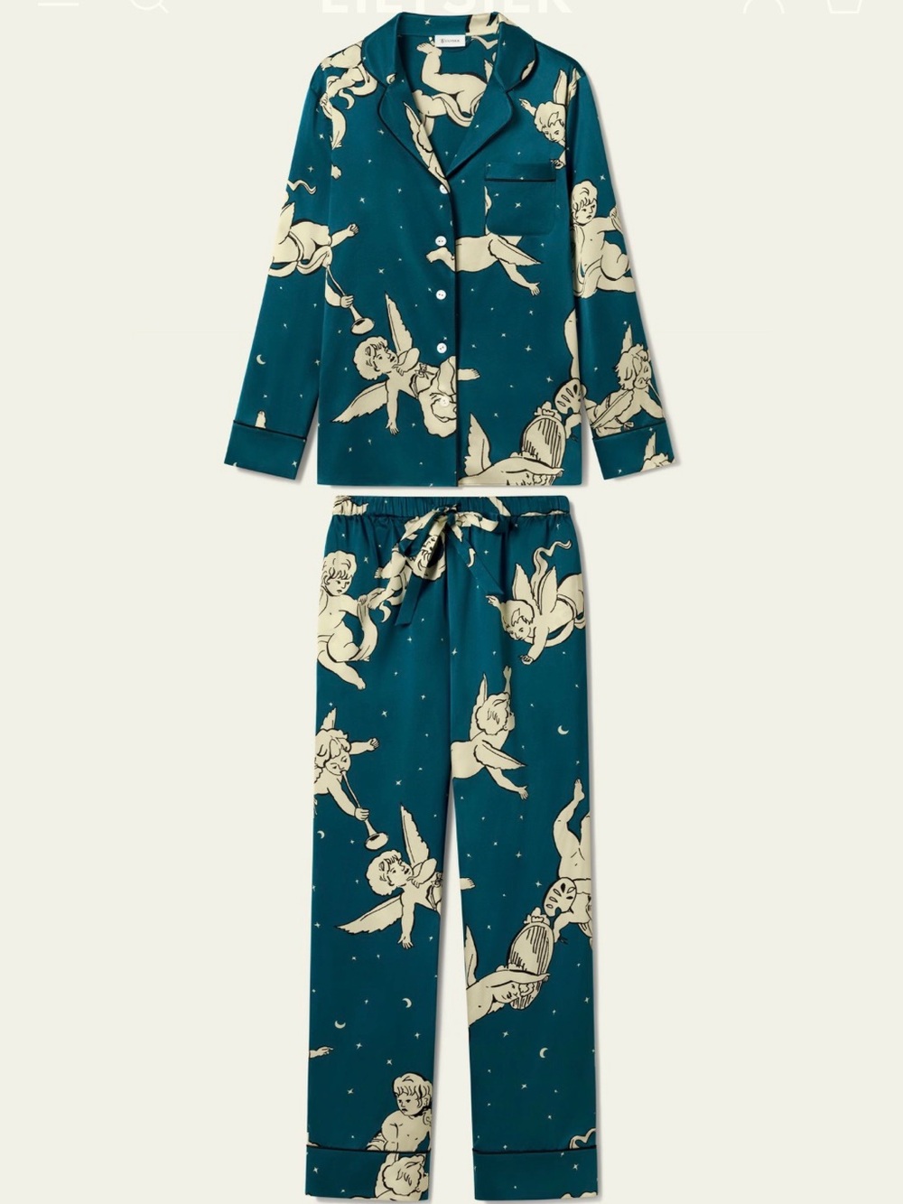 LILYSILK Gemini Zodiac Classic Silk Pajama Set - Picture 2 of 13